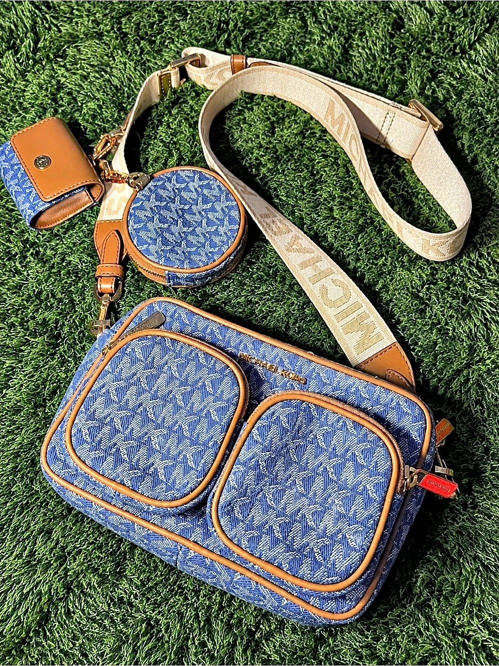 Michael Kors Jet Set Medium Denim Crossbody Bag with Case